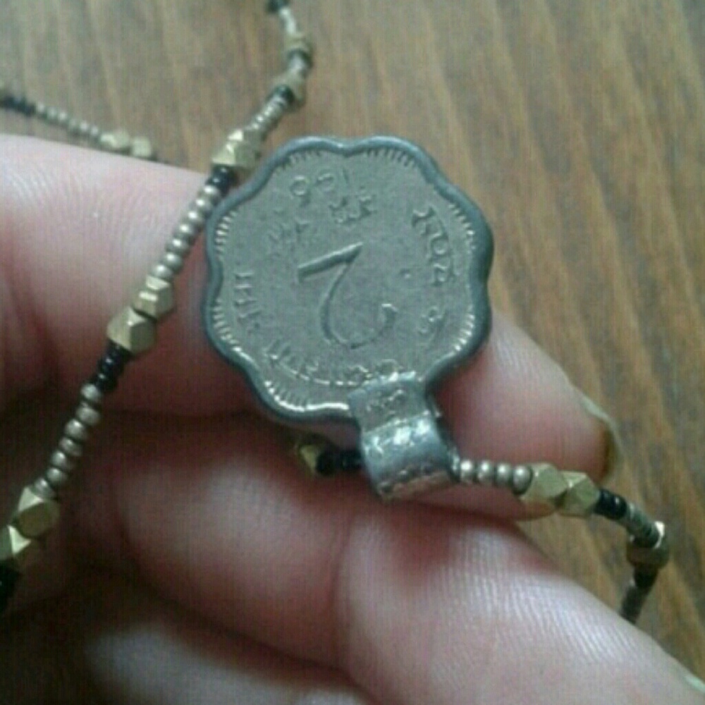 Vintage Coin Charm Beaded Necklace